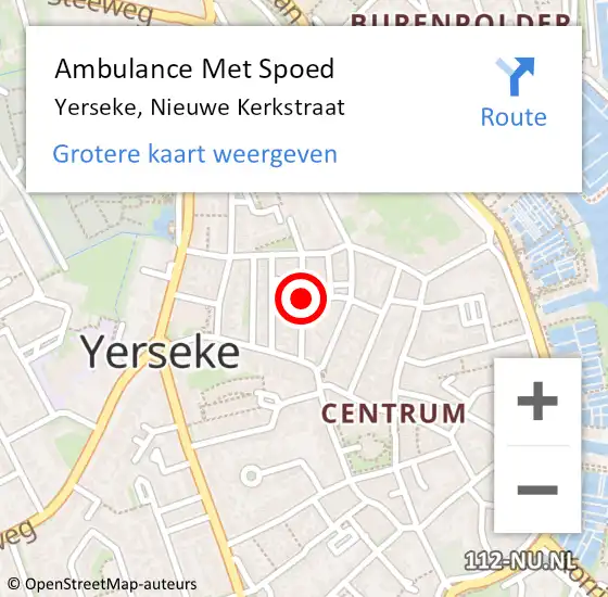 Locatie op kaart van de 112 melding: Ambulance Met Spoed Naar Yerseke, Nieuwe Kerkstraat op 21 september 2013 19:46