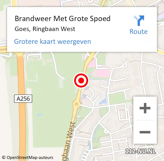 Locatie op kaart van de 112 melding: Brandweer Met Grote Spoed Naar Goes, Ringbaan West op 8 februari 2014 06:40