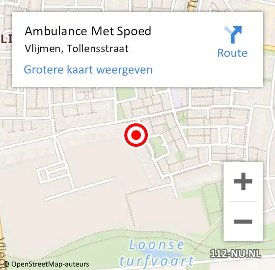 Locatie op kaart van de 112 melding: Ambulance Met Spoed Naar Vlijmen, Tollensstraat op 29 november 2017 08:58