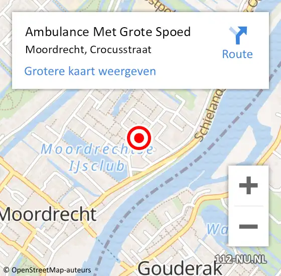 Locatie op kaart van de 112 melding: Ambulance Met Grote Spoed Naar Moordrecht, Crocusstraat op 29 november 2017 09:22