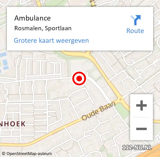 Locatie op kaart van de 112 melding: Ambulance Rosmalen, Sportlaan op 29 november 2017 09:42