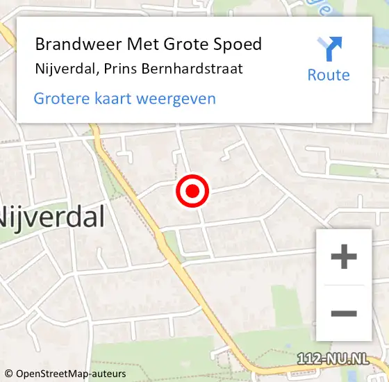 Locatie op kaart van de 112 melding: Brandweer Met Grote Spoed Naar Nijverdal, Prins Bernhardstraat op 29 november 2017 10:15