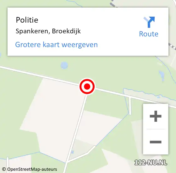 Locatie op kaart van de 112 melding: Politie Spankeren, Broekdijk op 29 november 2017 10:22