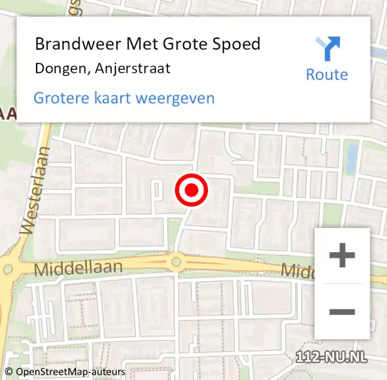 Locatie op kaart van de 112 melding: Brandweer Met Grote Spoed Naar Dongen, Anjerstraat op 29 november 2017 10:36