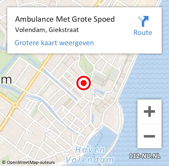 Locatie op kaart van de 112 melding: Ambulance Met Grote Spoed Naar Volendam, Giekstraat op 29 november 2017 11:14