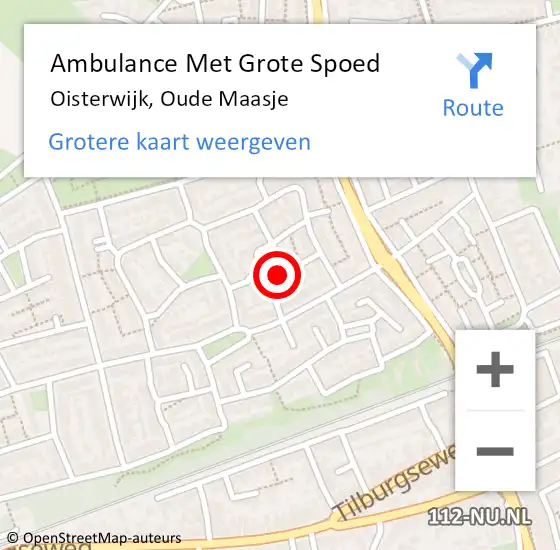 Locatie op kaart van de 112 melding: Ambulance Met Grote Spoed Naar Oisterwijk, Oude Maasje op 29 november 2017 12:00