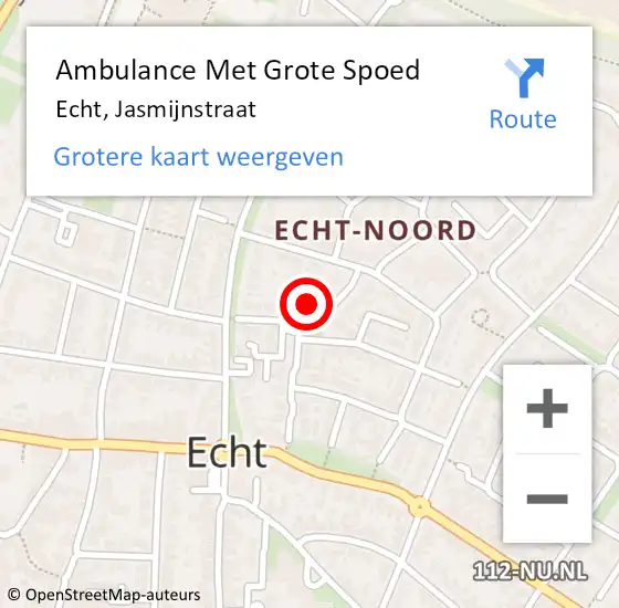 Locatie op kaart van de 112 melding: Ambulance Met Grote Spoed Naar Echt, Jasmijnstraat op 29 november 2017 12:26