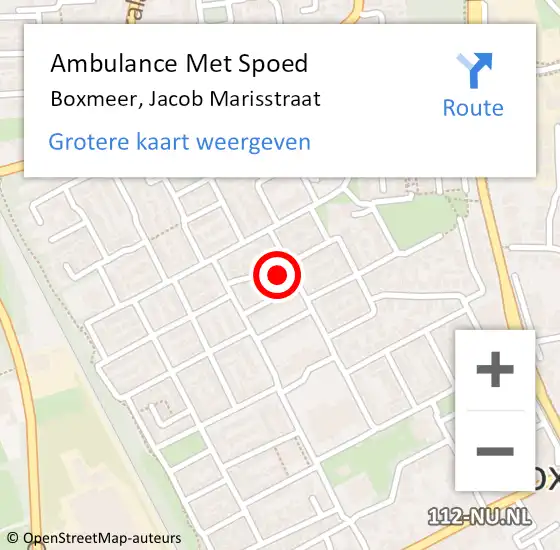 Locatie op kaart van de 112 melding: Ambulance Met Spoed Naar Boxmeer, Jacob Marisstraat op 29 november 2017 13:02