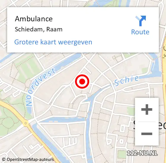 Locatie op kaart van de 112 melding: Ambulance Schiedam, Raam op 29 november 2017 14:44