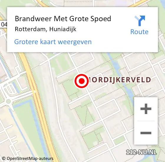 Locatie op kaart van de 112 melding: Brandweer Met Grote Spoed Naar Rotterdam, Huniadijk op 29 november 2017 14:55