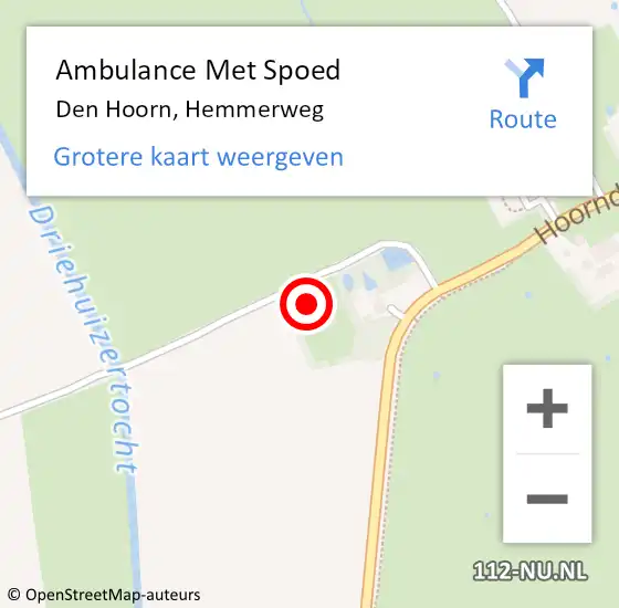 Locatie op kaart van de 112 melding: Ambulance Met Spoed Naar Den Hoorn, Hemmerweg op 29 november 2017 15:10