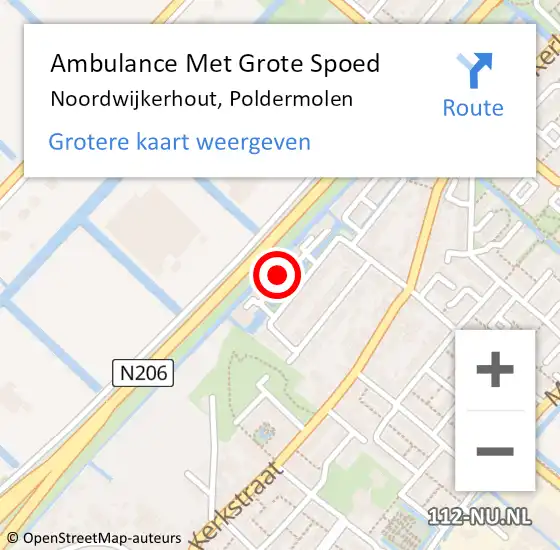 Locatie op kaart van de 112 melding: Ambulance Met Grote Spoed Naar Noordwijkerhout, Poldermolen op 29 november 2017 15:28