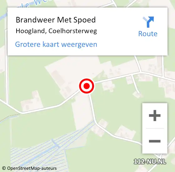 Locatie op kaart van de 112 melding: Brandweer Met Spoed Naar Hoogland, Coelhorsterweg op 29 november 2017 15:52