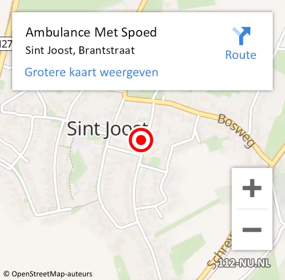 Locatie op kaart van de 112 melding: Ambulance Met Spoed Naar Sint Joost, Brantstraat op 29 november 2017 15:57