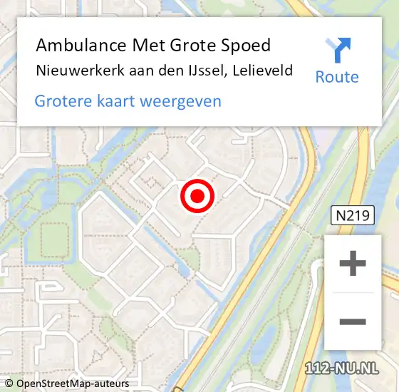 Locatie op kaart van de 112 melding: Ambulance Met Grote Spoed Naar Nieuwerkerk aan den IJssel, Lelieveld op 29 november 2017 15:58