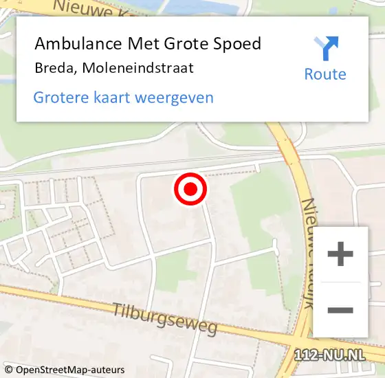 Locatie op kaart van de 112 melding: Ambulance Met Grote Spoed Naar Breda, Moleneindstraat op 29 november 2017 16:08