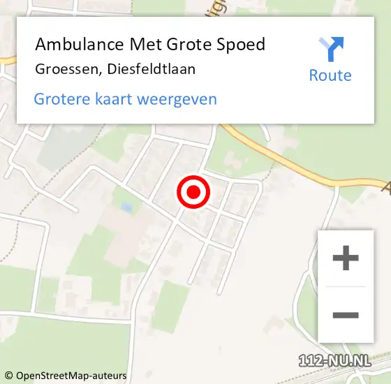 Locatie op kaart van de 112 melding: Ambulance Met Grote Spoed Naar Groessen, Diesfeldtlaan op 29 november 2017 17:32