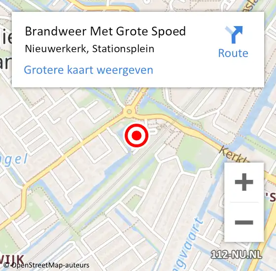 Locatie op kaart van de 112 melding: Brandweer Met Grote Spoed Naar Nieuwerkerk, Stationsplein op 29 november 2017 17:43