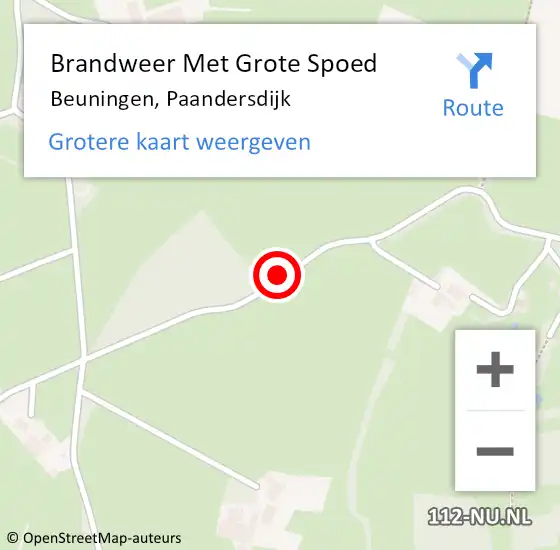 Locatie op kaart van de 112 melding: Brandweer Met Grote Spoed Naar Beuningen, Paandersdijk op 29 november 2017 17:55