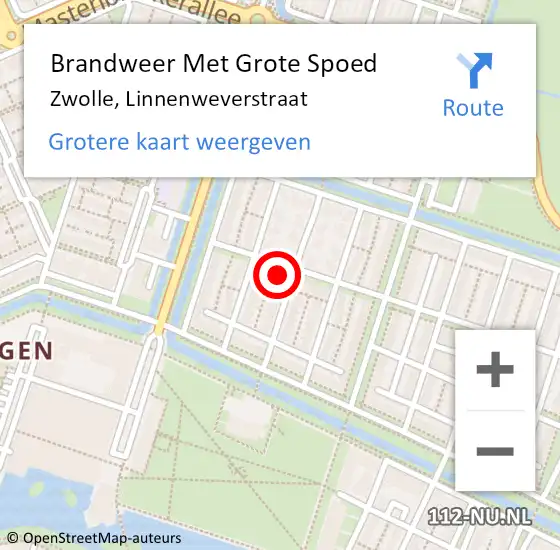 Locatie op kaart van de 112 melding: Brandweer Met Grote Spoed Naar Zwolle, Linnenweverstraat op 29 november 2017 17:59