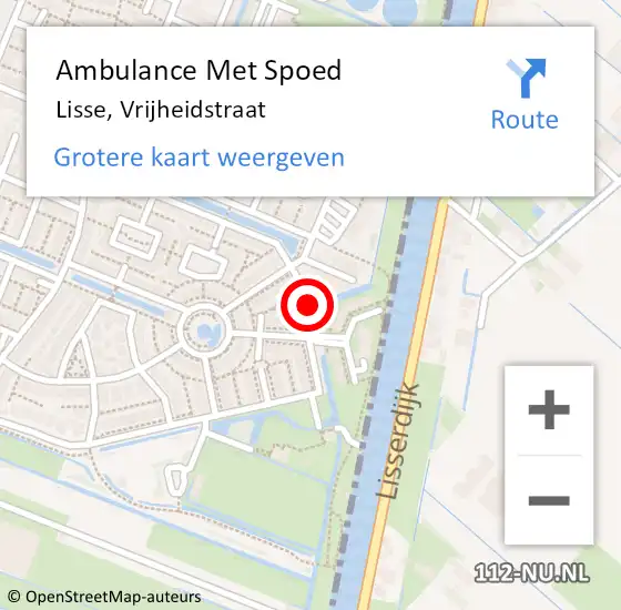 Locatie op kaart van de 112 melding: Ambulance Met Spoed Naar Lisse, Vrijheidstraat op 8 februari 2014 08:46