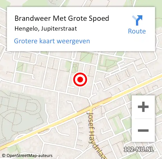 Locatie op kaart van de 112 melding: Brandweer Met Grote Spoed Naar Hengelo, Jupiterstraat op 29 november 2017 18:11