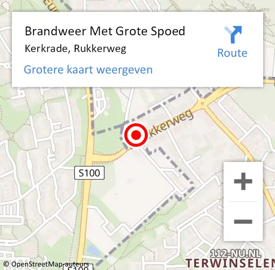 Locatie op kaart van de 112 melding: Brandweer Met Grote Spoed Naar Kerkrade, Rukkerweg op 29 november 2017 19:24