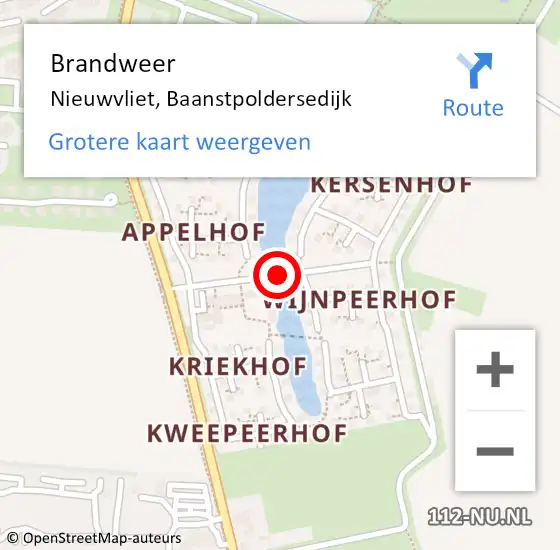 Locatie op kaart van de 112 melding: Brandweer Nieuwvliet, Baanstpoldersedijk op 29 november 2017 19:31