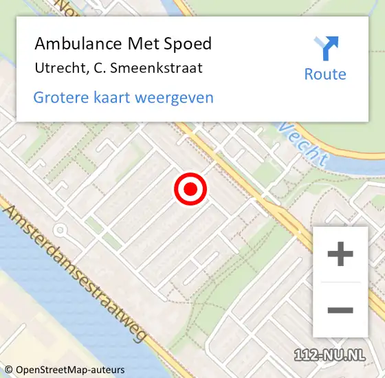 Locatie op kaart van de 112 melding: Ambulance Met Spoed Naar Utrecht, C. Smeenkstraat op 29 november 2017 19:42