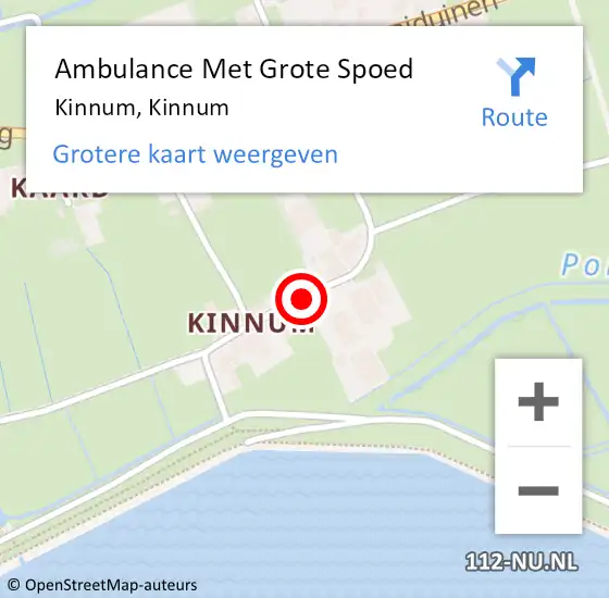 Locatie op kaart van de 112 melding: Ambulance Met Grote Spoed Naar Kinnum op 21 september 2013 19:55