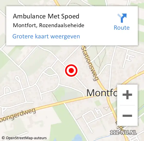 Locatie op kaart van de 112 melding: Ambulance Met Spoed Naar Montfort, Rozendaalseheide op 29 november 2017 19:47