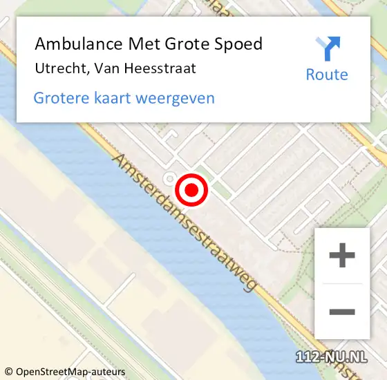 Locatie op kaart van de 112 melding: Ambulance Met Grote Spoed Naar Utrecht, Van Heesstraat op 29 november 2017 19:58