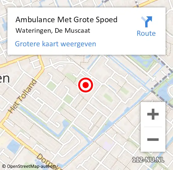 Locatie op kaart van de 112 melding: Ambulance Met Grote Spoed Naar Wateringen, De Muscaat op 29 november 2017 20:31
