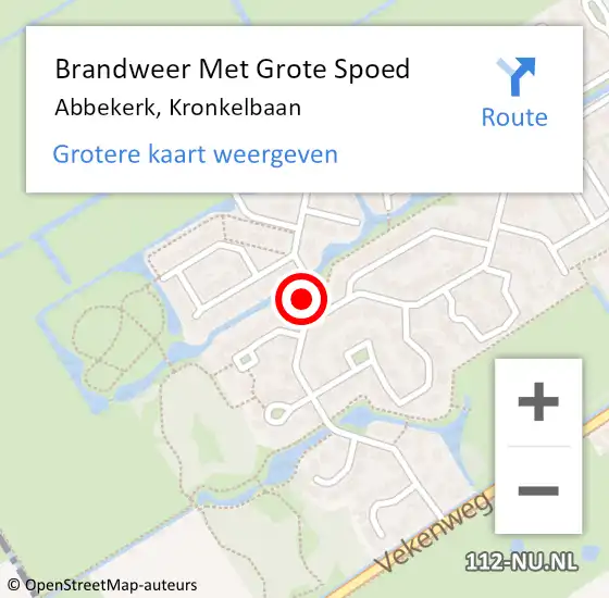 Locatie op kaart van de 112 melding: Brandweer Met Grote Spoed Naar Abbekerk, Kronkelbaan op 29 november 2017 21:25