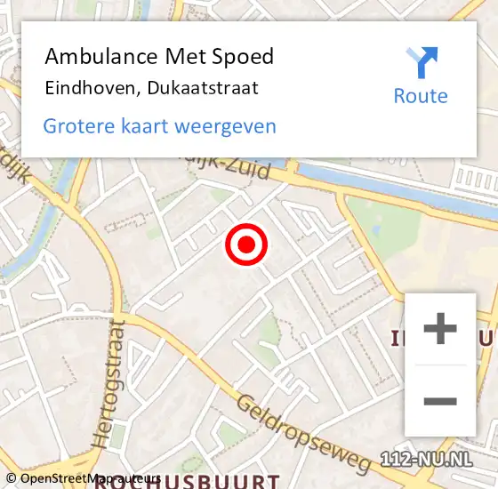 Locatie op kaart van de 112 melding: Ambulance Met Spoed Naar Eindhoven, Dukaatstraat op 29 november 2017 22:08