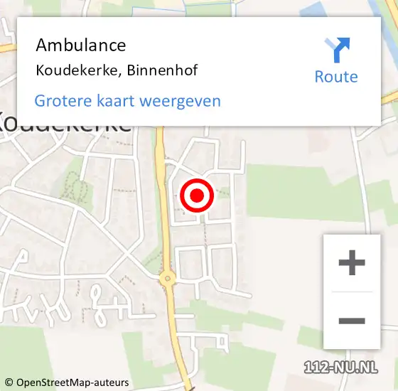 Locatie op kaart van de 112 melding: Ambulance Koudekerke, Binnenhof op 29 november 2017 22:39