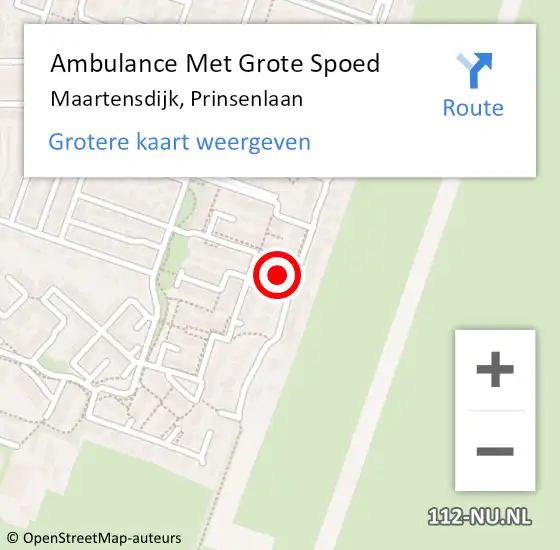Locatie op kaart van de 112 melding: Ambulance Met Grote Spoed Naar Maartensdijk, Prinsenlaan op 29 november 2017 23:21