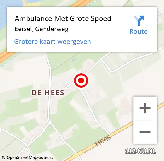 Locatie op kaart van de 112 melding: Ambulance Met Grote Spoed Naar Eersel, Genderweg op 29 november 2017 23:51