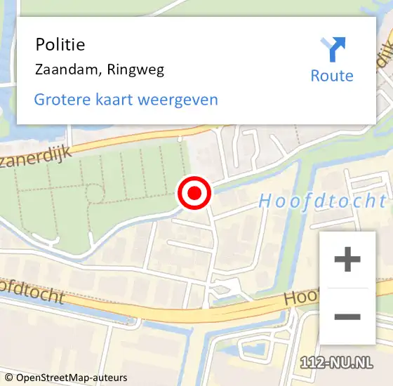 Locatie op kaart van de 112 melding: Politie Zaandam, Ringweg op 30 november 2017 00:13