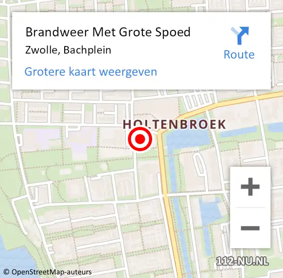 Locatie op kaart van de 112 melding: Brandweer Met Grote Spoed Naar Zwolle, Bachplein op 30 november 2017 00:24