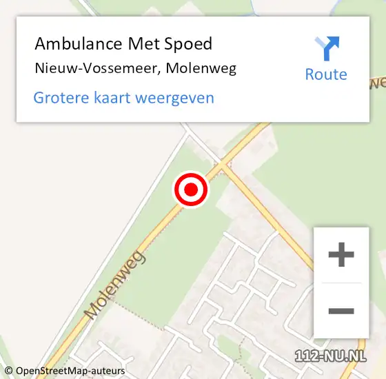 Locatie op kaart van de 112 melding: Ambulance Met Spoed Naar Nieuw-Vossemeer, Molenweg op 30 november 2017 00:45