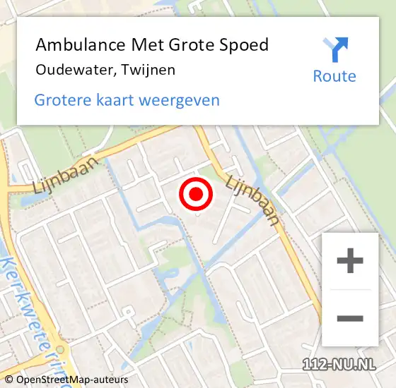 Locatie op kaart van de 112 melding: Ambulance Met Grote Spoed Naar Oudewater, Twijnen op 30 november 2017 01:14