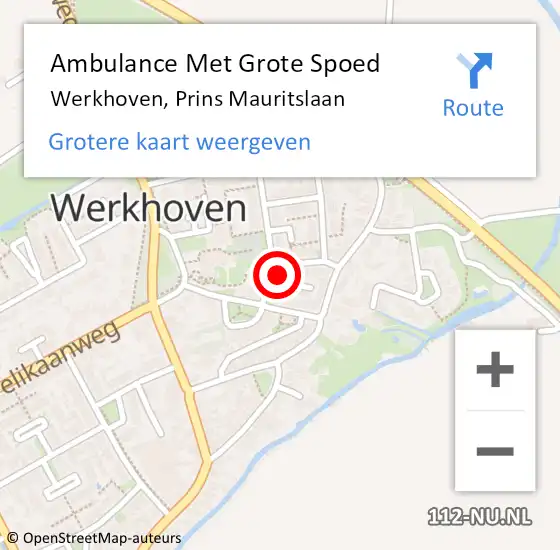 Locatie op kaart van de 112 melding: Ambulance Met Grote Spoed Naar Werkhoven, Prins Mauritslaan op 30 november 2017 02:28