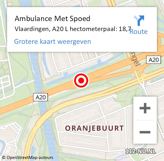 Locatie op kaart van de 112 melding: Ambulance Met Spoed Naar Vlaardingen, A20 L hectometerpaal: 18,7 op 30 november 2017 02:38