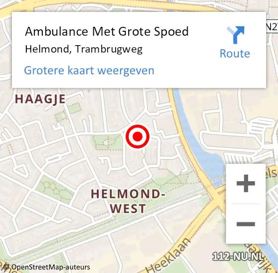 Locatie op kaart van de 112 melding: Ambulance Met Grote Spoed Naar Helmond, Trambrugweg op 30 november 2017 05:02