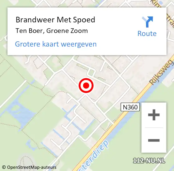 Locatie op kaart van de 112 melding: Brandweer Met Spoed Naar Ten Boer, Groene Zoom op 30 november 2017 05:51