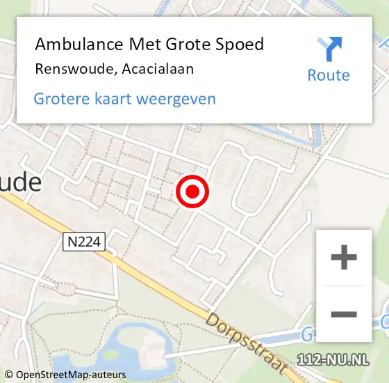 Locatie op kaart van de 112 melding: Ambulance Met Grote Spoed Naar Renswoude, Acacialaan op 30 november 2017 06:49