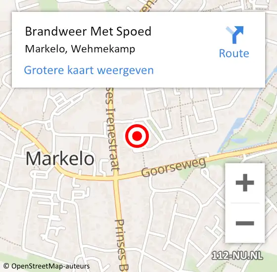 Locatie op kaart van de 112 melding: Brandweer Met Spoed Naar Markelo, Wehmekamp op 30 november 2017 07:17