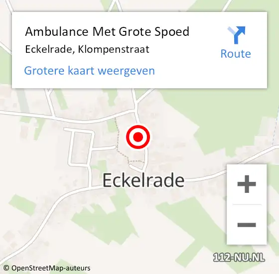 Locatie op kaart van de 112 melding: Ambulance Met Grote Spoed Naar Eckelrade, Klompenstraat op 8 februari 2014 09:22