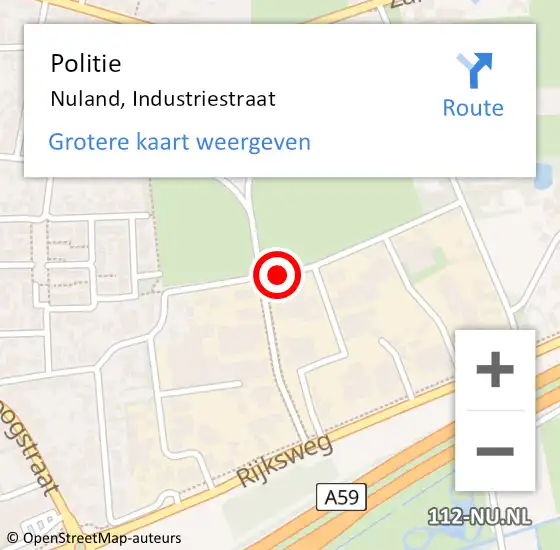 Locatie op kaart van de 112 melding: Politie Nuland, Industriestraat op 30 november 2017 07:26